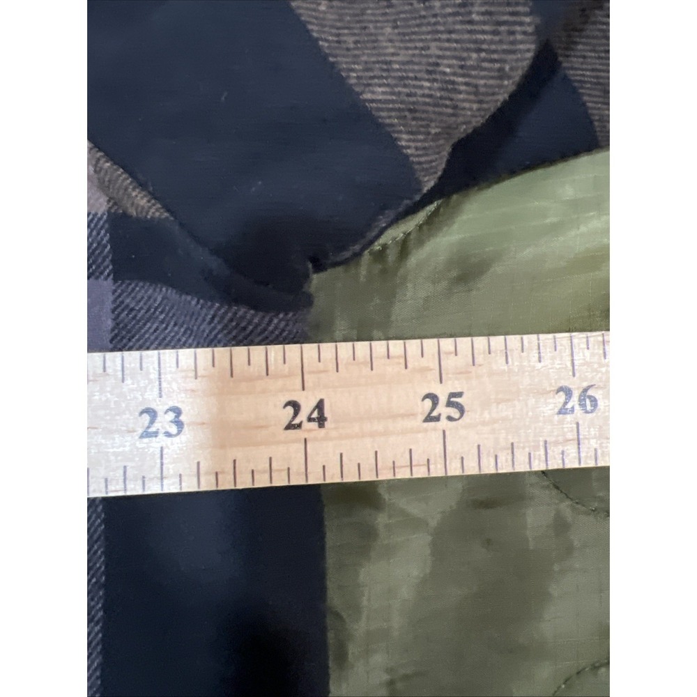 Hurley Mens Sherpa Lined Flannel Trucker Jacket Large Charcoal Brown Plaid Thick - Picture 9 of 12